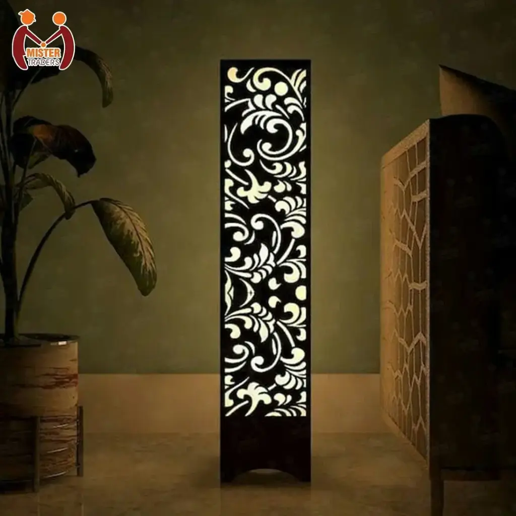 Wooden Table Lamp With Deep Laser Cutting