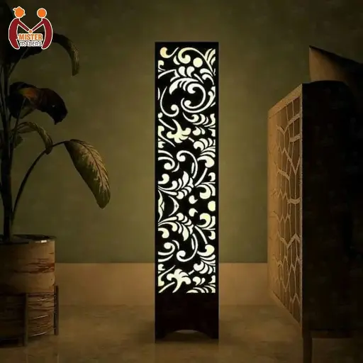 Wooden Table Lamp With Deep Laser Cutting